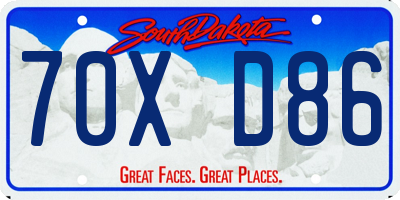 SD license plate 70XD86
