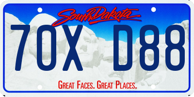 SD license plate 70XD88