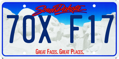 SD license plate 70XF17