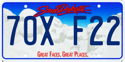 SD license plate 70XF22
