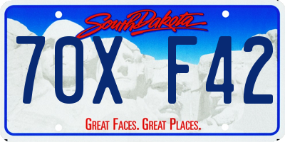 SD license plate 70XF42