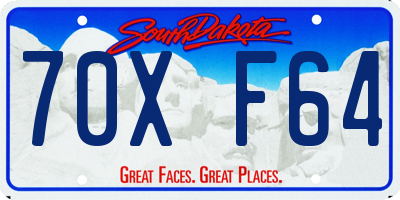 SD license plate 70XF64