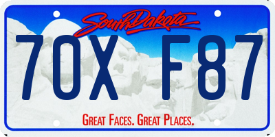 SD license plate 70XF87