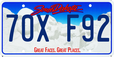 SD license plate 70XF92