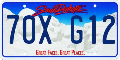 SD license plate 70XG12