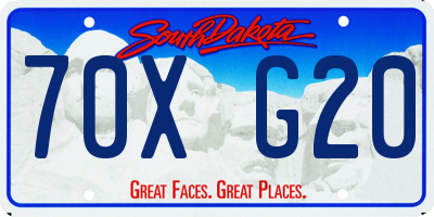 SD license plate 70XG20