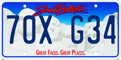 SD license plate 70XG34