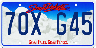 SD license plate 70XG45