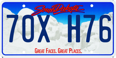 SD license plate 70XH76