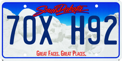 SD license plate 70XH92
