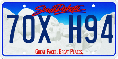 SD license plate 70XH94