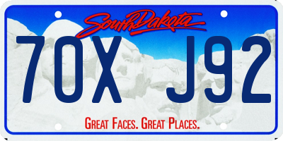 SD license plate 70XJ92