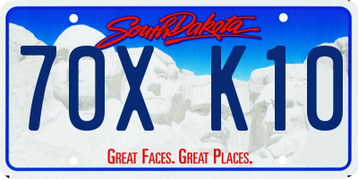 SD license plate 70XK10