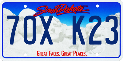 SD license plate 70XK23