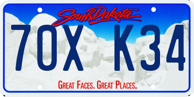 SD license plate 70XK34