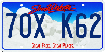 SD license plate 70XK62