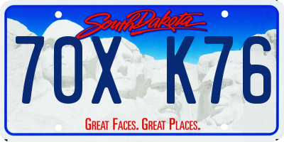 SD license plate 70XK76