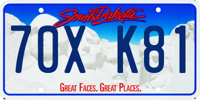 SD license plate 70XK81