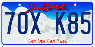 SD license plate 70XK85