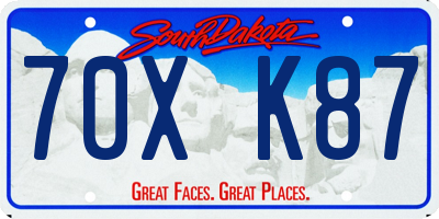 SD license plate 70XK87