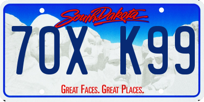 SD license plate 70XK99