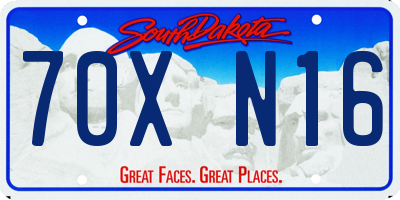 SD license plate 70XN16