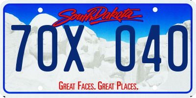 SD license plate 70XO40