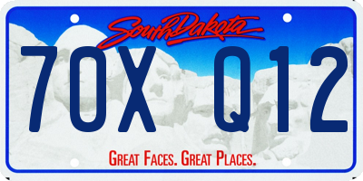 SD license plate 70XQ12