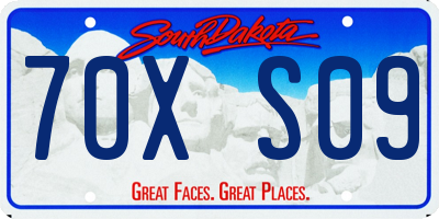 SD license plate 70XS09