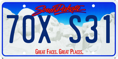 SD license plate 70XS31