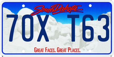 SD license plate 70XT63