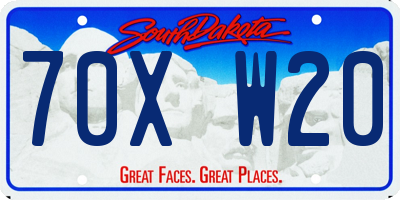 SD license plate 70XW20