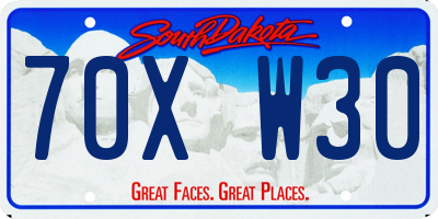 SD license plate 70XW30