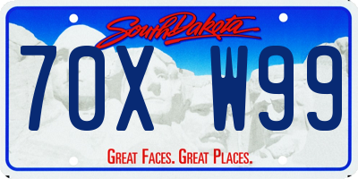 SD license plate 70XW99