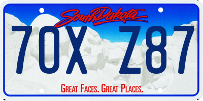 SD license plate 70XZ87
