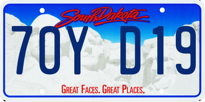 SD license plate 70YD19