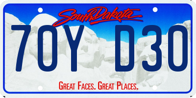 SD license plate 70YD30