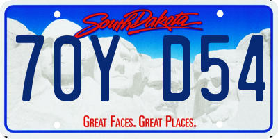 SD license plate 70YD54