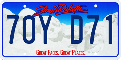 SD license plate 70YD71