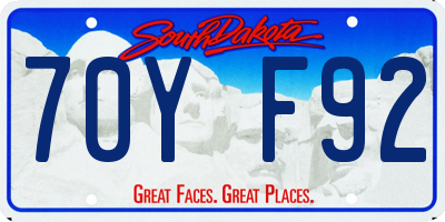 SD license plate 70YF92