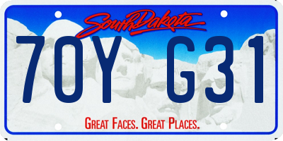 SD license plate 70YG31