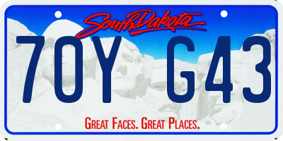 SD license plate 70YG43
