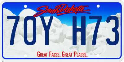 SD license plate 70YH73