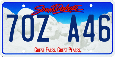 SD license plate 70ZA46