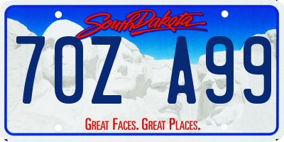 SD license plate 70ZA99