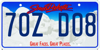 SD license plate 70ZD08
