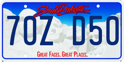 SD license plate 70ZD50