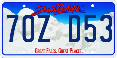 SD license plate 70ZD53
