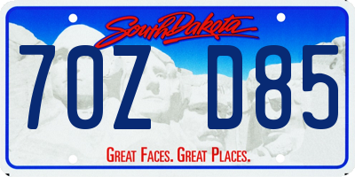 SD license plate 70ZD85