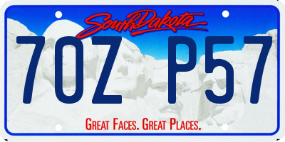 SD license plate 70ZP57